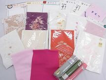 平和屋2■和装小物　半衿まとめて20点　刺繍　縮緬　無地　夏物含む　流水花文　地紙花文など　逸品　未使用　DAAB6077zzz_画像1