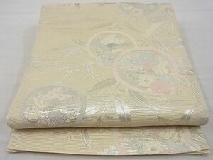 平和屋川間店■夏物　六通柄袋帯　花蝶丸文　銀糸　逸品　n-gh2949