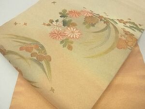 平和屋川間店■九寸名古屋帯　刺繍　草花丸文　金彩　逸品　ga2217