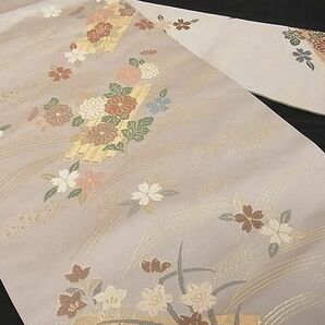 平和屋川間店■九寸名古屋帯 唐織 花筏文 金糸 正絹 逸品 A-tn2130の画像2