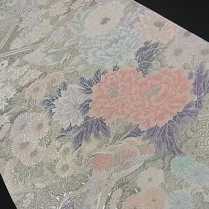 平和屋川間店■六通柄袋帯 唐織 流水花鳥文 銀糸 逸品 dy3672の画像2