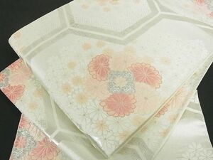 平和屋川間店■六通柄袋帯　唐織　毘沙門亀甲花文　銀糸　逸品　sf0327