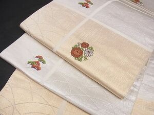 平和屋川間店■六通柄袋帯　唐織　市松花丸文　金銀糸　正絹　逸品　B-mh850