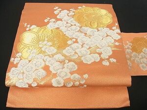 平和屋川間店■九寸名古屋帯　枝梅文　金銀糸　逸品　cm2184