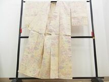 平和屋川間店■上質な紬　単衣　牡丹花文　逸品　n-yc2846_画像3