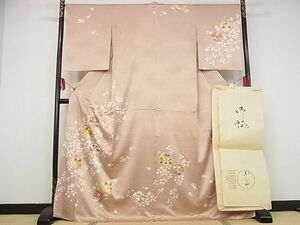 平和屋-こころ店■極上　銀座きしや　訪問着　駒刺繡　雪輪花文　金彩　たとうし付き　着丈171cm　裄丈67cm　正絹　逸品　4kk0155