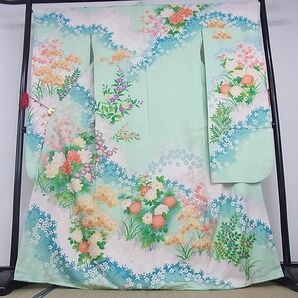 平和屋-こころ店■豪華振袖 草花文 暈し染め 金彩 正絹 逸品 AAAC2231Ajaの画像1