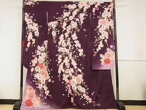 平和屋-こころ店■豪華振袖　刺繍　枝垂れ花文　正絹　逸品　AAAC6330Ack