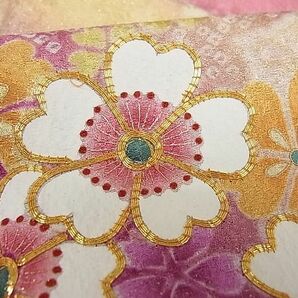 平和屋-こころ店■豪華振袖 駒刺繍 流水花文 暈し染め 金通し地 京都きもの友禅扱い 正絹 逸品 AAAC5466Bnpの画像6