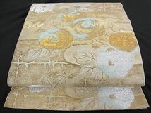 平和屋川間店■六通柄袋帯　唐織　草花文　金銀糸　正絹　逸品　A-tn1610_画像1