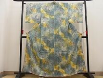 平和屋川間店■上質な小紋　竹椿文　暈し染め　金彩　逸品　n-ip0563_画像2