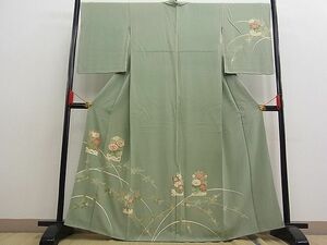 平和屋川間店■訪問着　友禅　駒刺繍　色紙草花文　金彩　逸品　n-fw3033