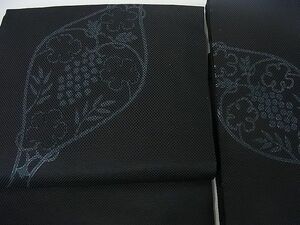 平和屋2■つけ帯　刺繍　葡萄唐草文　黒地　逸品　DAAA7097sf