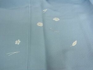 平和屋2■付下げ　総刺繍　舞花文　勿忘草色　逸品　DAAA3078rt