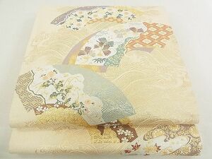 平和屋2■六通柄袋帯　朱雀綴れ　地紙吉祥花文　金糸　逸品　DAAA3053rt