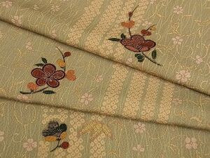 平和屋-こころ店◆上質な小紋　花間道　金彩　着丈165cm　裄丈65cm　正絹　逸品　mop4045