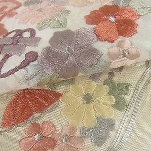 平和屋川間店■袋帯 駒刺繍 総刺繍 天井草花文 逸品 mz2226の画像4