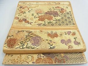 平和屋川間店■六通柄袋帯　横段吉祥花文　金糸　引箔　逸品　ox3467