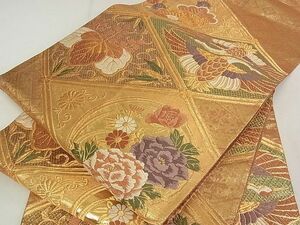 平和屋川間店■佐賀錦　六通柄袋帯　双鶴天井花文　金糸　逸品　jm2201