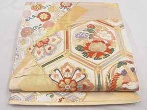 平和屋川間店■六通柄袋帯　唐織　鳳凰亀甲花丸文　金糸　逸品　n-yt0088