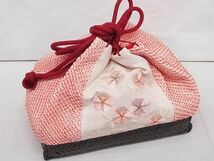 平和屋川間店■和装小物　和装バッグ3点セット　ハンドバッグ　巾着　刺繍　絞り　花柄　蝶　逸品　A-zi6367_画像7