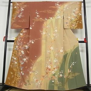 平和屋-こころ店■訪問着 作家物 流水枝花文 暈し染 金銀彩 正絹 逸品 AAAC4646Bwtの画像2