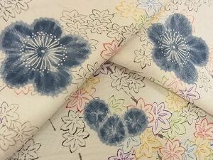平和屋-こころ店■上質な小紋　単衣　梅　正絹　逸品　AAAC6455Ack