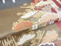 平和屋川間店■六通柄袋帯　吉祥松間道　金糸　逸品　ea0305_画像4