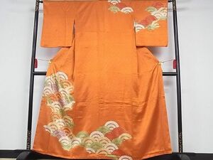 平和屋川間店■訪問着　駒刺繍　花青海波　金彩　着丈156cm　裄丈63cm　正絹　逸品　A-cs5260