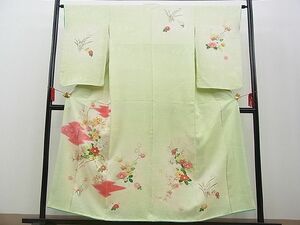 平和屋川間店■訪問着　駒刺繍　花車文　暈し染め　金銀彩　逸品　n-kv2153