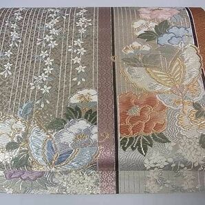 平和屋川間店■六通柄袋帯 花蝶間道 金銀糸 逸品 ar5151の画像2