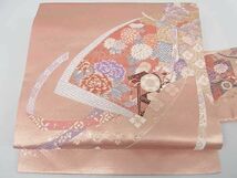 平和屋川間店■西陣　九寸名古屋帯　几帳鼓花文　金糸　証紙付き　逸品　ma3266_画像2