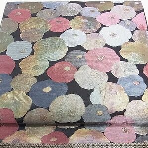 平和屋2■六通柄袋帯 花尽くし 黒地 金糸 逸品 DAAA6020yaの画像1