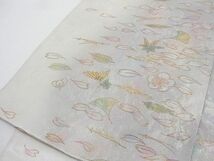 平和屋-こころ店■太鼓柄袋帯　草花文　金彩　引箔　正絹　逸品　B-fw1655_画像6