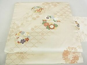 平和屋2■九寸名古屋帯　草花丸文　金糸　逸品　DAAA3115rt