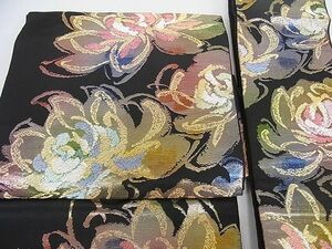 平和屋2■つけ帯　洋花文　黒地　金糸　逸品　DAAA7152sf