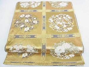 平和屋2■六通太鼓柄袋帯　天井花丸文　金糸　逸品　DAAB5326wb