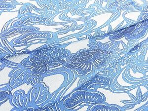 平和屋2■上質な小紋　型染め　藍　流水花文　逸品　DAAB2165az