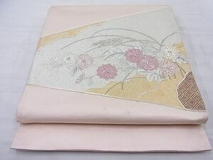 平和屋野田店■佐賀錦　太鼓柄袋帯　駒刺繍　菊　金銀糸　逸品　n-ud0620