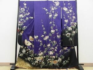 平和屋野田店■豪華振袖　鴛鴦枝花文　暈し染め　金彩　逸品　n-fw6041