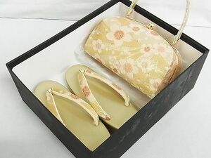  flat peace shop - here . shop # kimono small articles Japanese clothing bag * zori set floral print gold thread excellent article B-oa9024