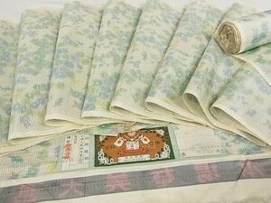 平和屋-こころ店■本場大島紬　反物　着尺　白大島　草花　正絹　逸品　未使用　AAAC1318Aay