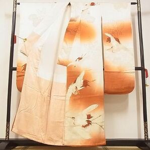 平和屋-こころ店■豪華振袖 刺繍 舞鶴 暈し染め 金糸 着丈153cm 裄丈64cm 正絹 逸品 AAAC7753Ataの画像2