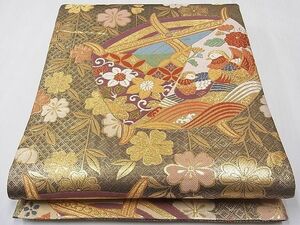 平和屋1■佐賀錦　六通柄袋帯　唐織　糸車鴛鴦花文　金糸　逸品　CAAA6517fb