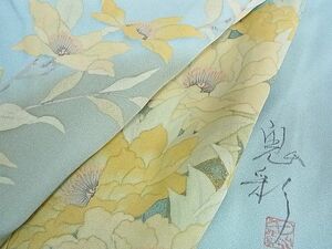 平和屋2■伝統工芸士　京友禅染色作家　田家鬼彩　訪問着　草花文　逸品　DAAB9006eee