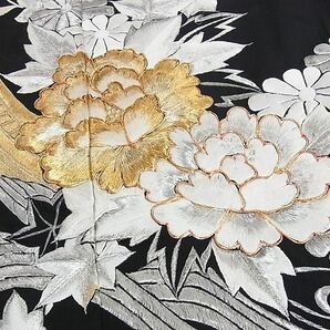 平和屋2■豪華黒留袖 総刺繍 流水花文 金銀糸 逸品 DAAB9011eeeの画像4