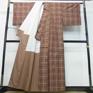 平和屋2■本場縞大島紬 格子 逸品 DAAA9258oxの画像3