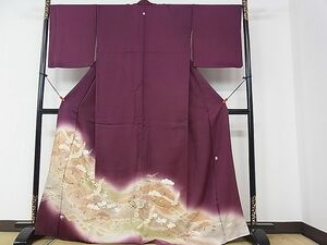 平和屋2■豪華色留袖　作家物　松竹梅　飛鶴宝尽くし吉祥文　暈し染め　金彩　逸品　DAAB0213ud