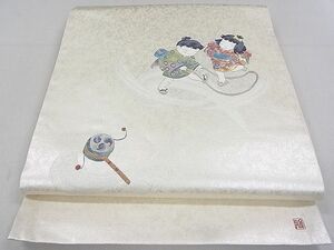 平和屋2■太鼓柄袋帯　作家物　縄とび　金銀糸　逸品　DAAA8283fe