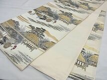 平和屋野田店■六通柄袋帯　唐織　東海道五十三次　金糸　逸品　n-te1880_画像3